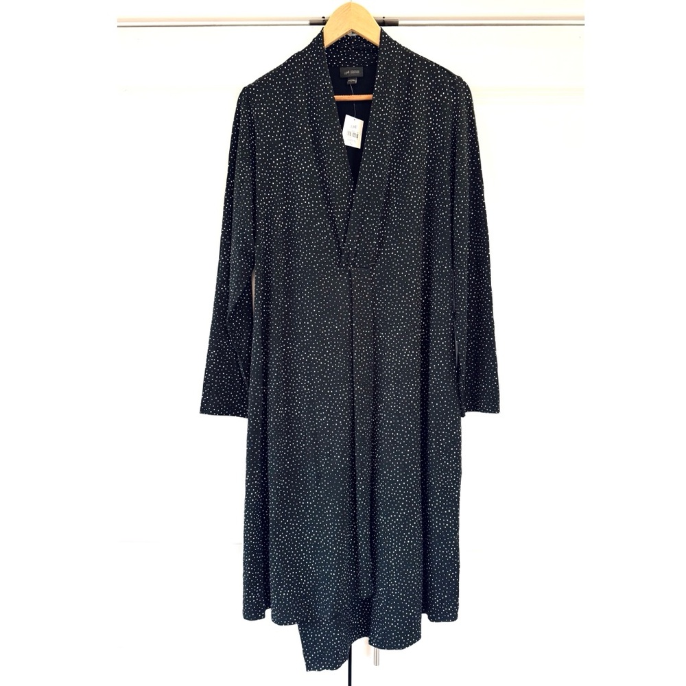J. Jill Wearever Collection Polka Dot Faux Wrap Dress Jersey Long Sleeve Size L